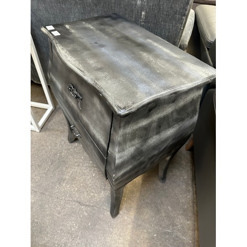 3197 - A black french style two door drawer side table