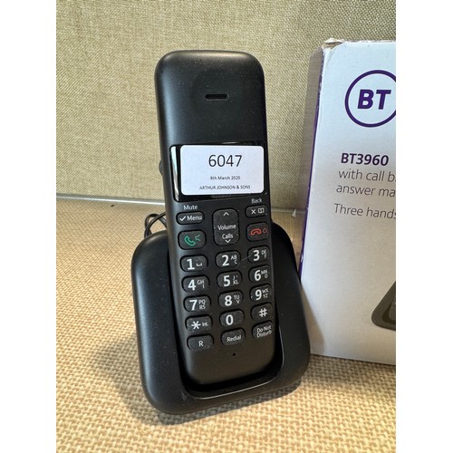 6047 - BT 3960 Trio cordless phone system *This lot is subject to VAT