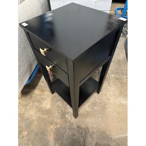 3213 - A pair of black two drawer plant stands