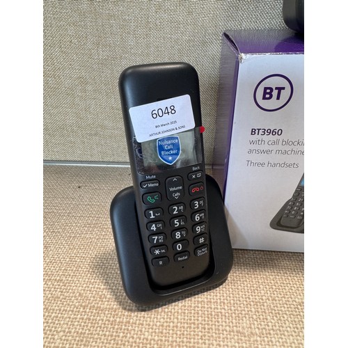 6048 - BT 3960 Trio cordless phone system *This lot is subject to VAT