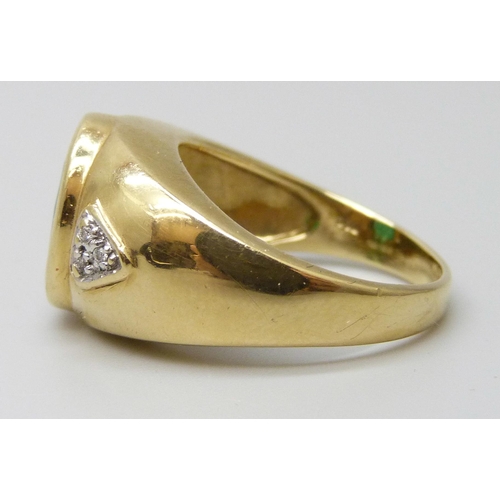 7042 - An 18k gold Nova Era emerald and diamond ring, emerald approximately 2.6ct, with Rocks & Co. certifi... 