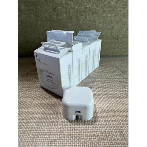 6068 - Four Apple USB-C 20w power adapters, model no: muvt3b/a *This lot is subject VAT