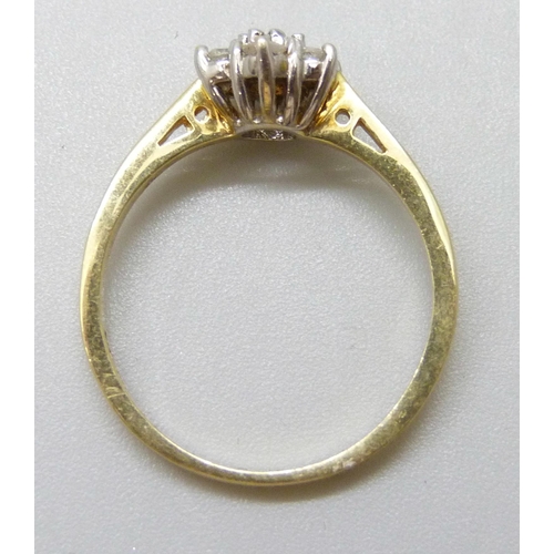 7054 - An 18ct gold diamond daisy cluster ring, stamped 25pts in shank, 2.9g, N