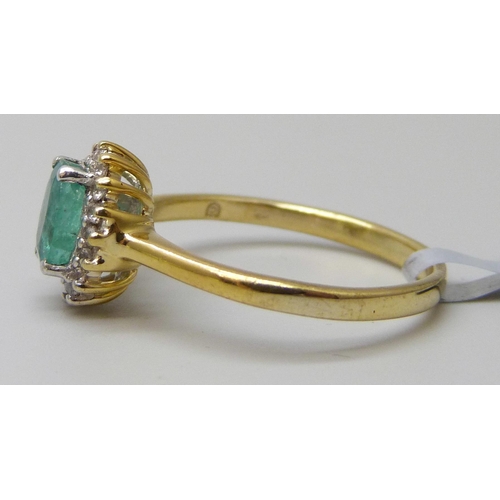 7075 - A Gemporia silver gilt emerald and zircon cluster ring, R/S