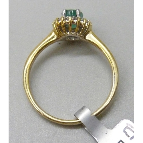 7075 - A Gemporia silver gilt emerald and zircon cluster ring, R/S