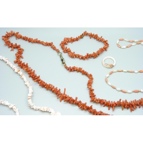 7105 - A collection of coral jewellery