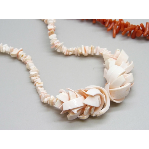 7105 - A collection of coral jewellery