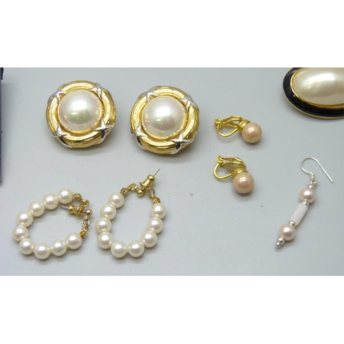 7129 - A collection of clip on costume earrings including Monet and Grosse