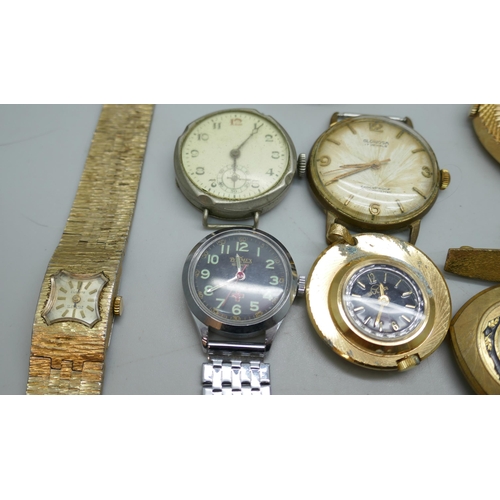 7166 - Assorted mechanical wristwatches and fob watches including one 800 silver fob watch, one with key