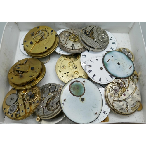 7167 - A collection of watch movements and dials