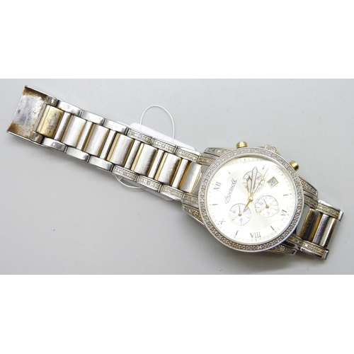 7180 - A gentleman's Ingersoll diamond wristwatch, 42mm including crown, (plating worn, scratches to glass,... 