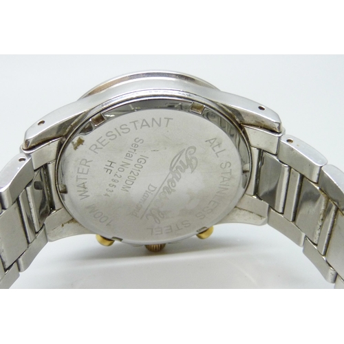 7180 - A gentleman's Ingersoll diamond wristwatch, 42mm including crown, (plating worn, scratches to glass,... 