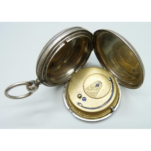 7186 - A silver full hunter pocket watch, Birmingham 1889, (lacking glass)