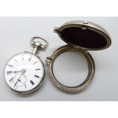 7190 - A silver pair cased fusee pocket watch, Chester 1893