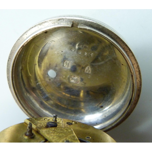 7190 - A silver pair cased fusee pocket watch, Chester 1893