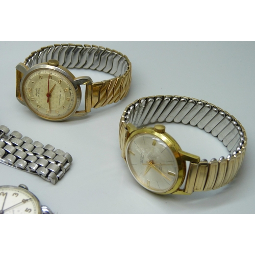 7194 - A collection of wristwatches including a Stowa German manual wind wristwatch with horned lugs, a sil... 