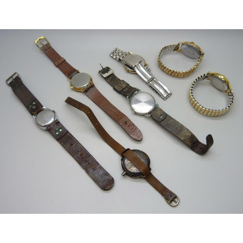 7194 - A collection of wristwatches including a Stowa German manual wind wristwatch with horned lugs, a sil... 