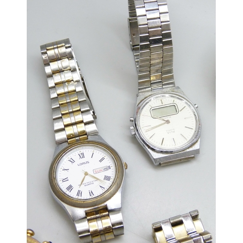 7196 - A collection of wristwatches including Lorus, Avia, Timex and Rotary