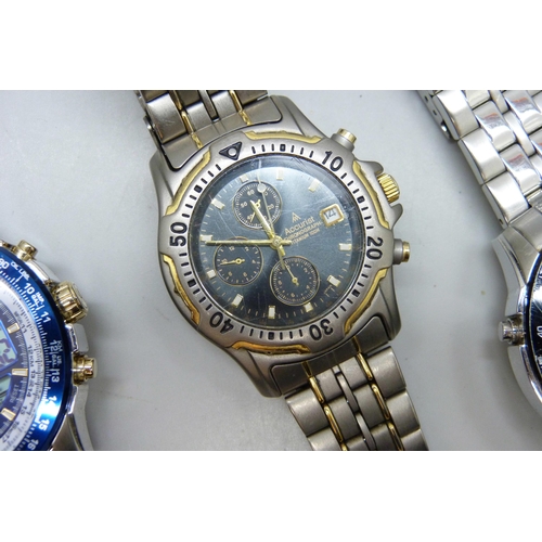 7198 - Three Accurist wristwatches, largest 48mm including crown