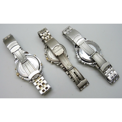 7198 - Three Accurist wristwatches, largest 48mm including crown