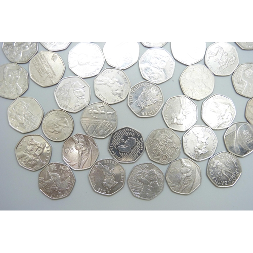 7199 - A collection of collectable 50p coins including Beatrix Potter - 4 x Tom Kitten, 4 x Benjamin Bunny,... 