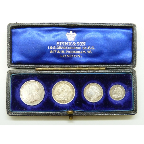 7224 - A Queen Victoria 1893 silver Maundy Money set, cased