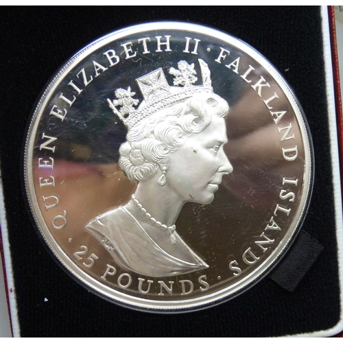 7226 - A Royal Mint Falkland Islands 100th Anniversary of Self Sufficiency commemorative silver proof coin,... 