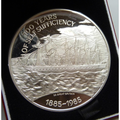 7227 - A Royal Mint Falkland Islands 100th Anniversary of Self Sufficiency commemorative silver proof coin,... 