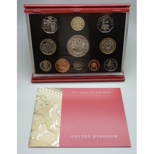 7230 - The Royal Mint 2003 UK 11 coin proof set, with certificate of authenticity, contains proof specimens... 