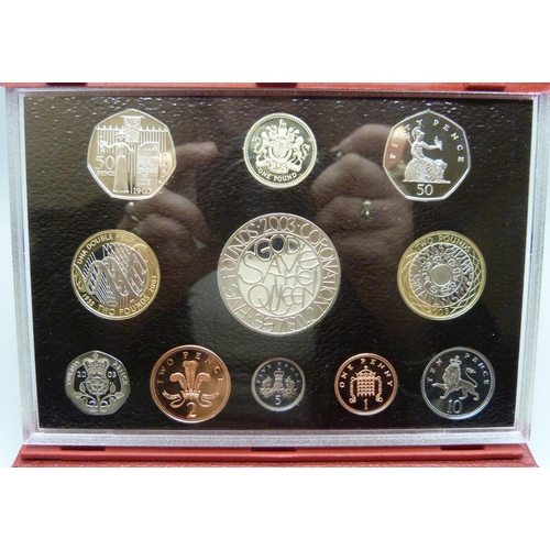 7230 - The Royal Mint 2003 UK 11 coin proof set, with certificate of authenticity, contains proof specimens... 