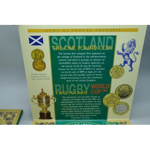 7234 - The Royal Mint 1999 UK brilliant uncirculated coin collection, includes The Rugby World Cup two poun... 