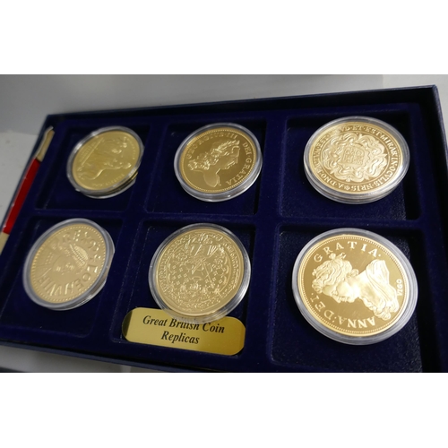 7235 - Seven boxes with a collection of commemorative coins