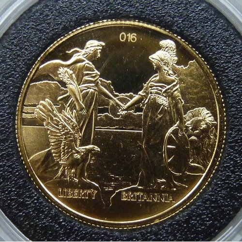 7242C - A Liberty & Britannia 9ct gold Double Crown, 2015, 4g, limited edition, proof quality, cased