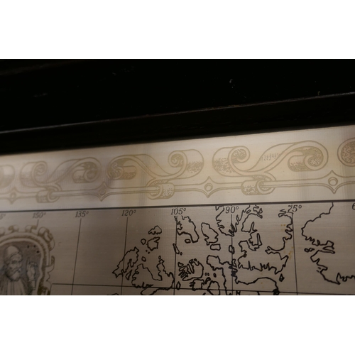 7248 - A framed silver map, The Royal Geographical Society Silver Map, hallmarked London 1977, 70 x 51cm in... 