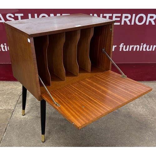 29 - A teak and black record cabinet