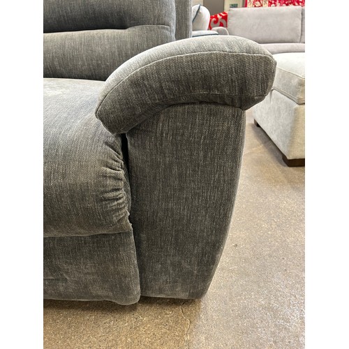 3190 - A grey pile velvet manual reclining three seater sofa