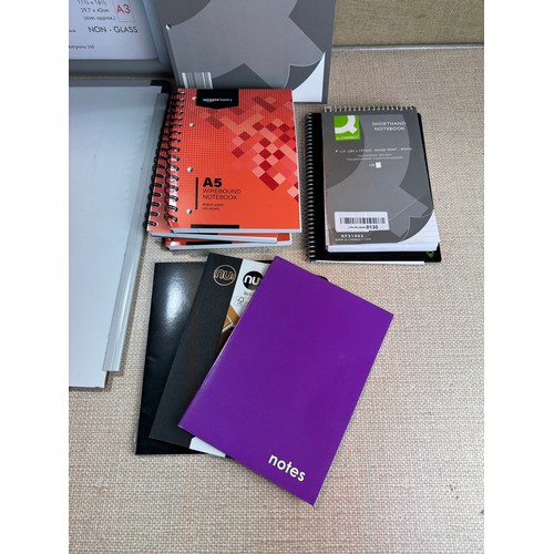 6094 - Various A4/A5 notepads, a whiteboard and an A3 non-glass photo frame *This lot is subject to VAT