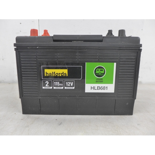 5299 - Three car batteries including a Halfords 12V battery, a Mercedes-Benz 12V battery and an Opti power ... 