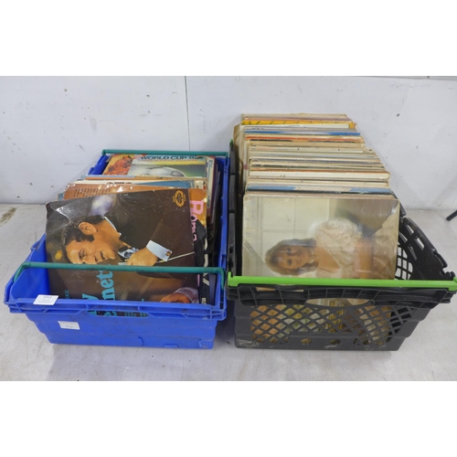 5311 - Two boxes of assorted records Patsy Cline, Jonny Mathir, Showaddyaddy, etc