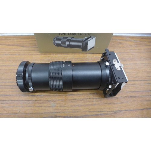 5096 - An Elicar 1:1 to 2.5:1 zoom slide duplicate with T-mount and 2 enlarger lenses - Schneider Optik 45m... 