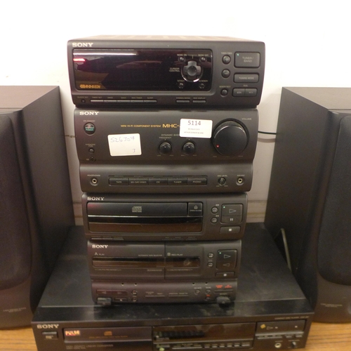 5114 - A quantity of Sony hi-fi equipment including CDP-397 compact disc player, an MHC-2900 mini HiFi comp... 