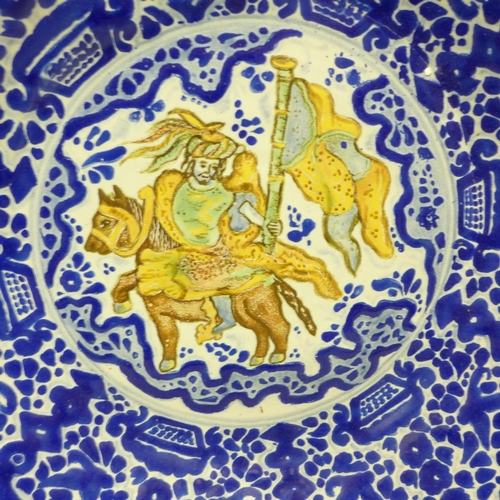 2002 - A large Turkish bowl and a large dish marked Talavera, dish 44cm