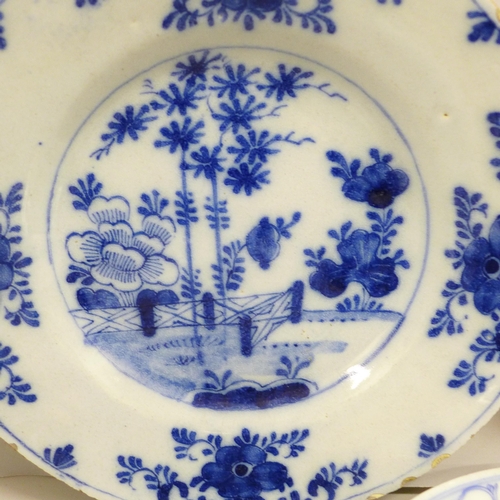 2007 - A Qing Dynasty blue and white porcelain plate, two other blue and white porcelain plates, one depict... 