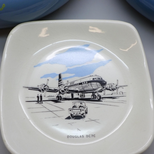 2042 - Three 1950s BOAC ashtrays, Wade, Copeland and Royal Norfolk