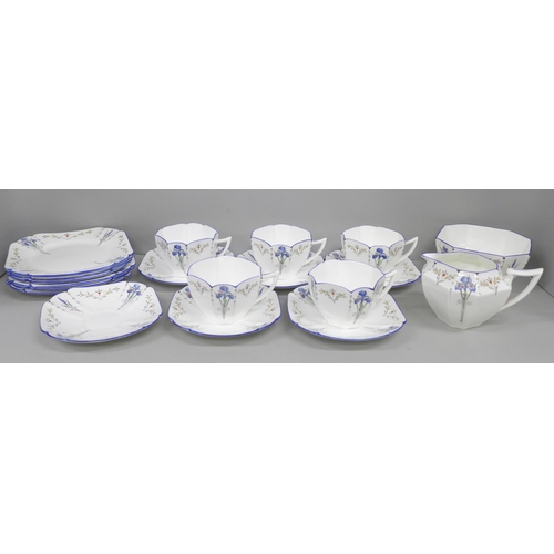 A Shelley part tea service, Art Deco design, comprising five tea cups ...