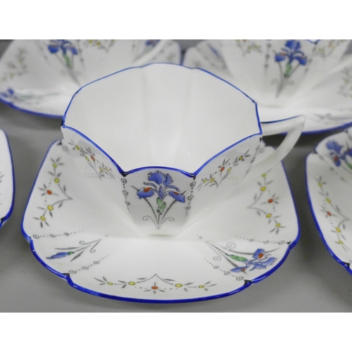 A Shelley part tea service, Art Deco design, comprising five tea cups ...