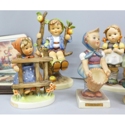 2075 - A collection of ten Goebel figures to include singing lesson, daddy's girls, apple tree boy, little ... 