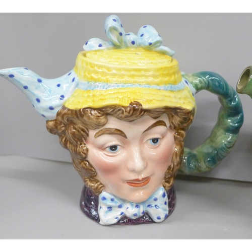 2100 - Three Beswick teapots; 'Sairy Gamp', 'Dolly Varden' and 'Peggotty'