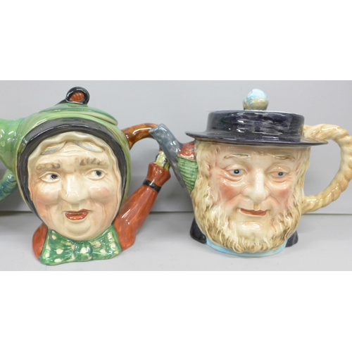 2100 - Three Beswick teapots; 'Sairy Gamp', 'Dolly Varden' and 'Peggotty'