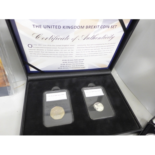 2102 - Coins; four Royal Mint sets, First World War Circulating Coinage Set, Second World War Coinage and M... 